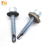 hex head screw self drilling with epdm bonded washer blue white zinc plated-4